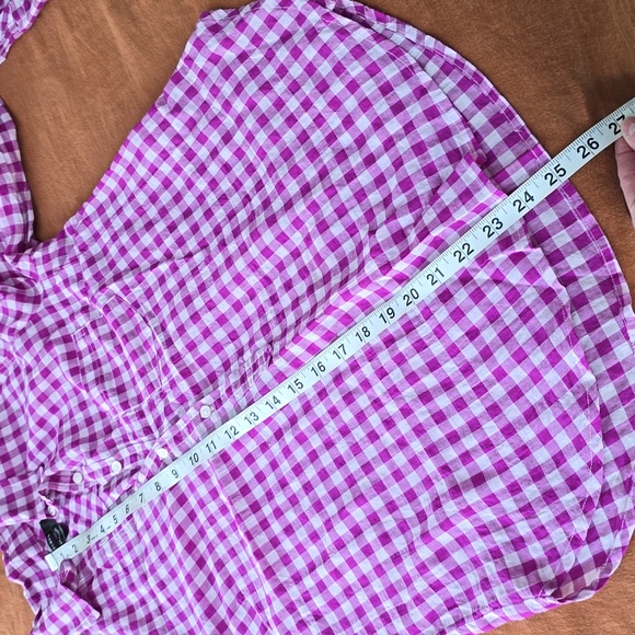 J. Crew Gingham Pullover 1/2 Button Up Shirt - Picture 6 of 10